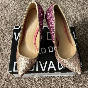Wild Diva Blush Glitter Heels Size 7